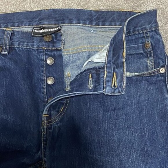 The Hundreds Jeans Mens Size 32X32 Blue Slim Fit Straight Selvedge Red Line y2k - Picture 3 of 9